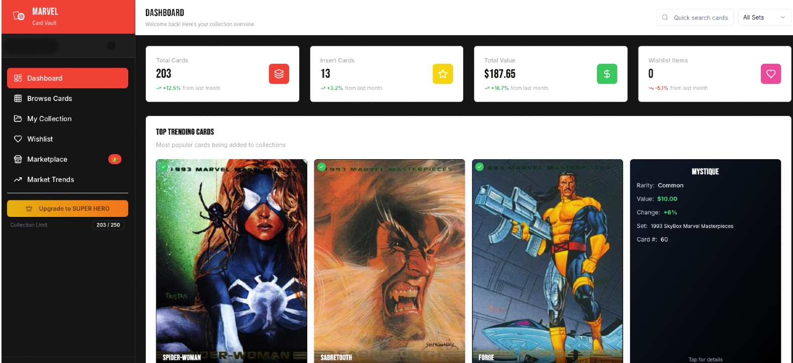 Marvel Card Vault Dashboard